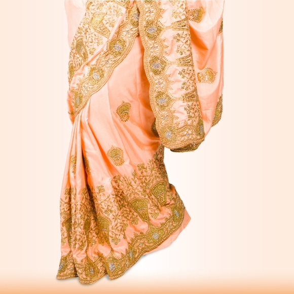 Heavy embroidered saree in Blush - Picture 4 of 6
